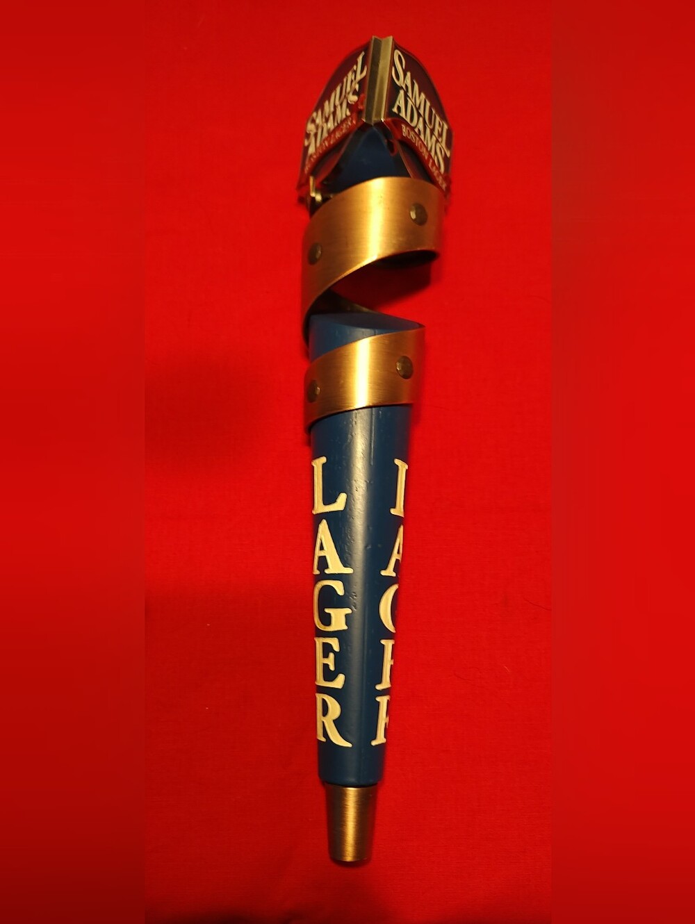 Samuel Adams Boston Lager Beer Tap Handle Blue Copper Spiral Rivet Design 13"